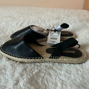 🌻✨ Black Leather Espadrille Flats ✨🌻